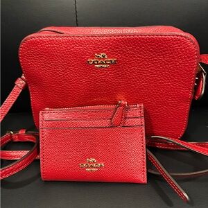 Leather Coach Crossbody Bag and Card Holder